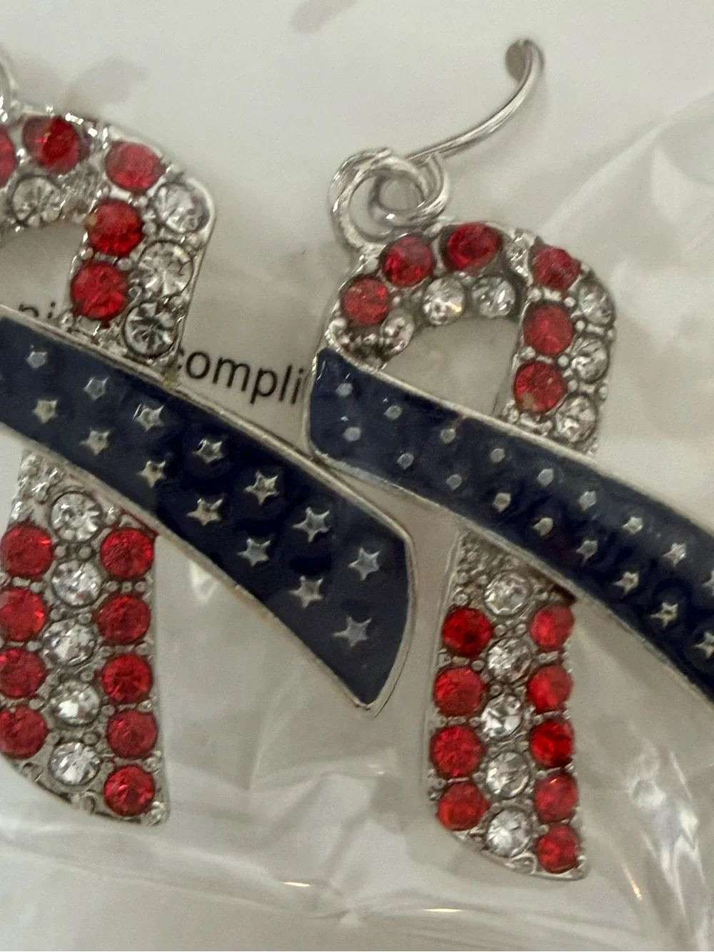 Patriotic Assorted Red White Blue Star & Flag Earrings Set